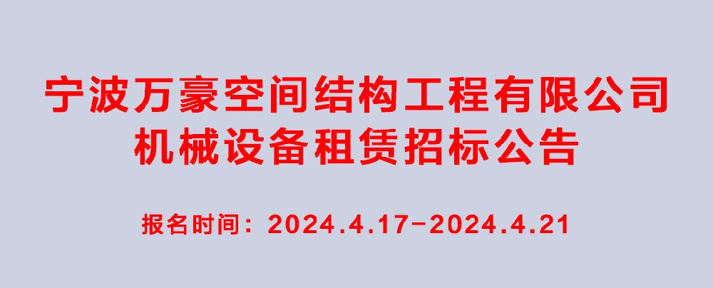 萬豪2024-2025年度机械设备租赁招标公告